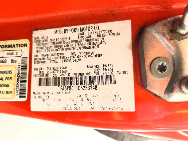 Продаж на аукціоні авто 2016 Ford Mustang, vin: 1FA6P8CF8G5283948, номер лоту: 71062566