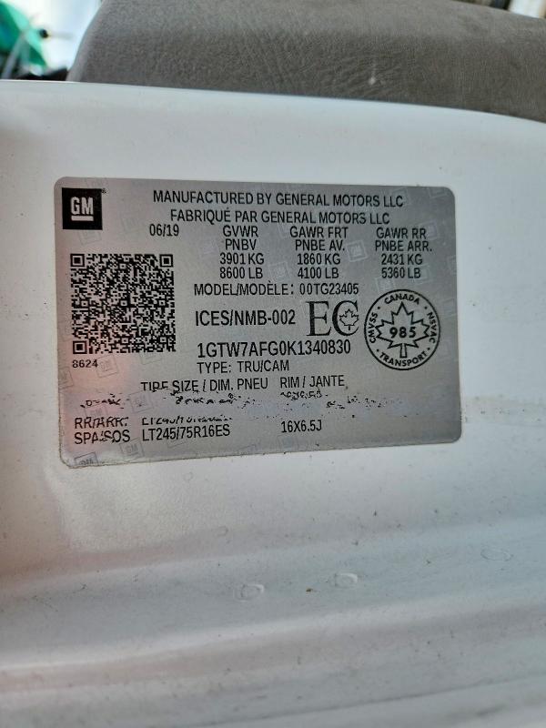 Продажа на аукционе авто 2019 Gmc Savana, vin: 1GTW7AFG0K1340830, номер лота: 68612816