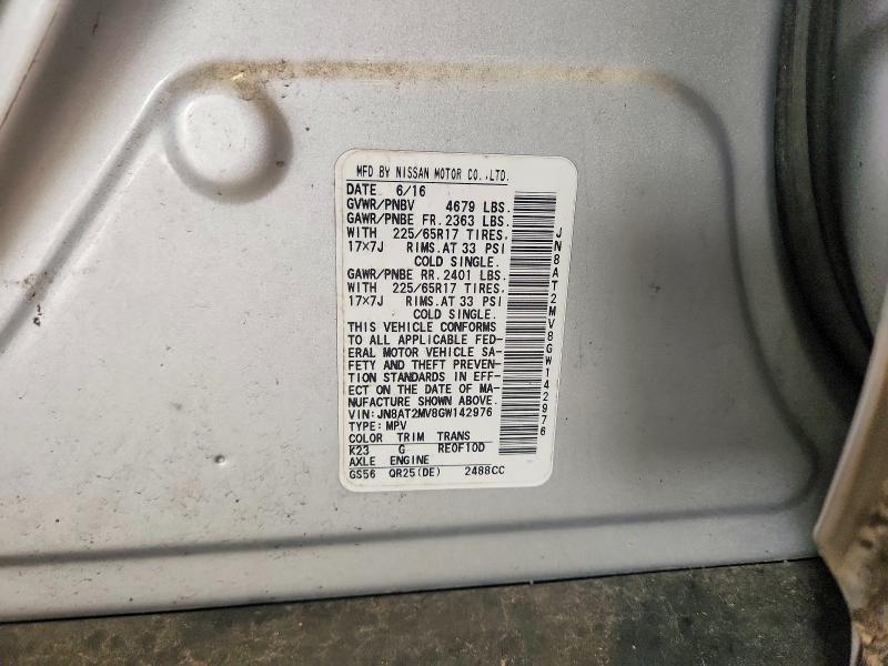 2016 Nissan Rogue მანქანა იყიდება აუქციონზე, vin: JN8AT2MV8GW142976, აუქციონის ნომერი: 67616246