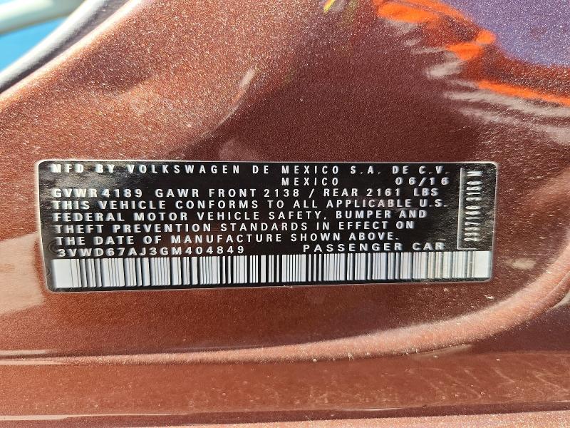 Aukcja sprzedaży 2016 Volkswagen Jetta, vin: 3VWD67AJ3GM404849, numer aukcji: 69079896