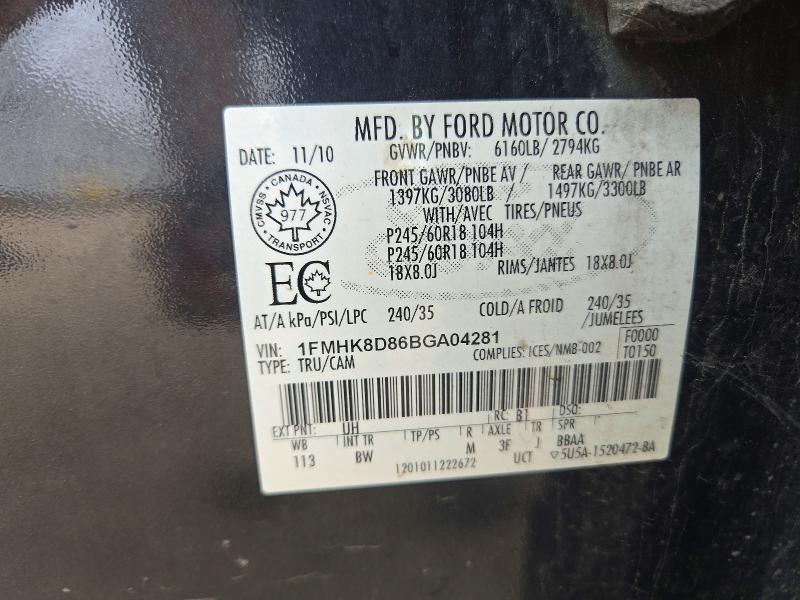 70246416 :رقم المزاد ، 1FMHK8D86BGA04281 vin ، 2011 Ford Explorer مزاد بيع
