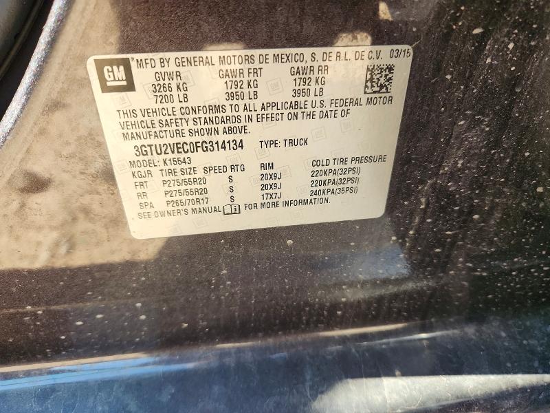 Aukcja sprzedaży 2015 Gmc Sierra, vin: 3GTU2VEC0FG314134, numer aukcji: 67161136