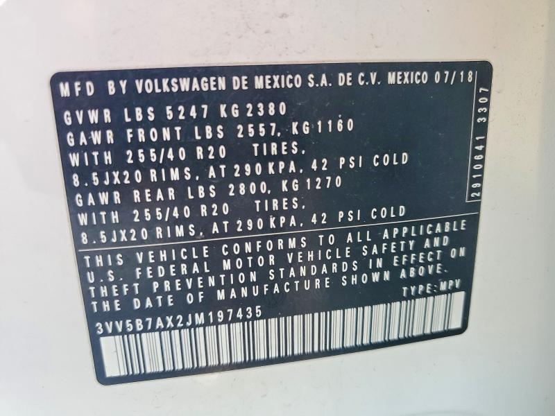 Продажа на аукционе авто 2018 Volkswagen Tiguan, vin: 3VV5B7AX2JM197435, номер лота: 69784106