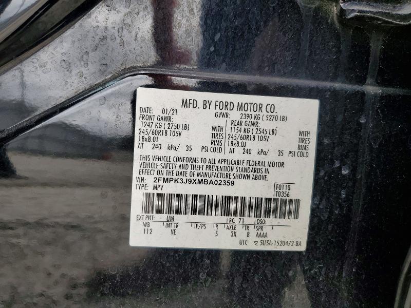 Aukcja sprzedaży 2021 Ford Edge, vin: 2FMPK3J9XMBA02359, numer aukcji: 70419026
