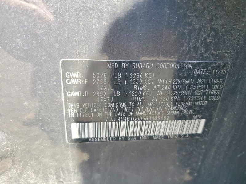 67627706 :رقم المزاد ، 4S4BTGUD5R3196482 vin ، 2024 Subaru Outback مزاد بيع