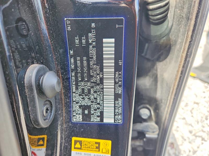 55885686 :رقم المزاد ، 5TDJZRFH4HS417187 vin ، 2017 Toyota Highlander مزاد بيع