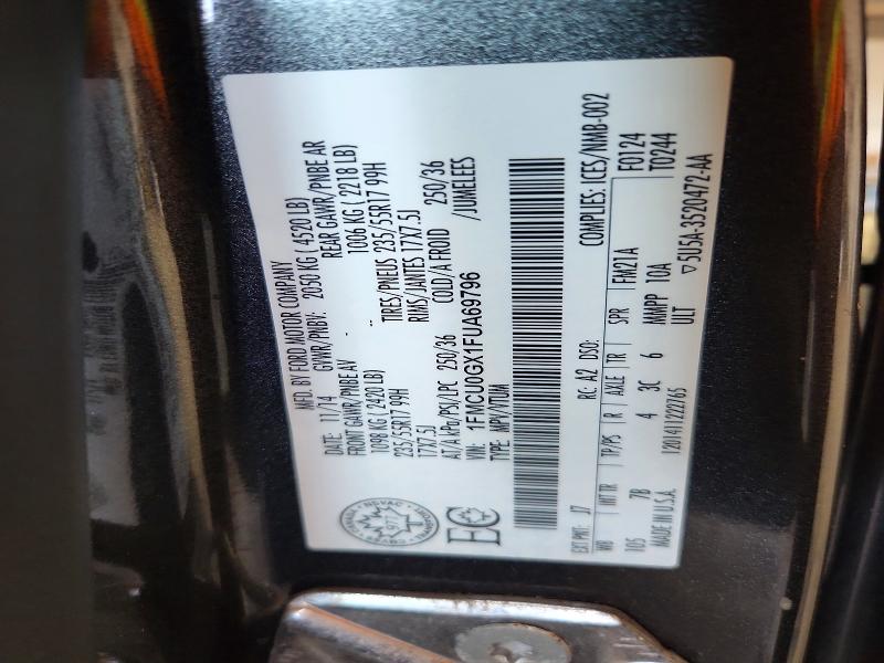 2015 Ford Escape მანქანა იყიდება აუქციონზე, vin: 1FMCU0GX1FUA69796, აუქციონის ნომერი: 69928996