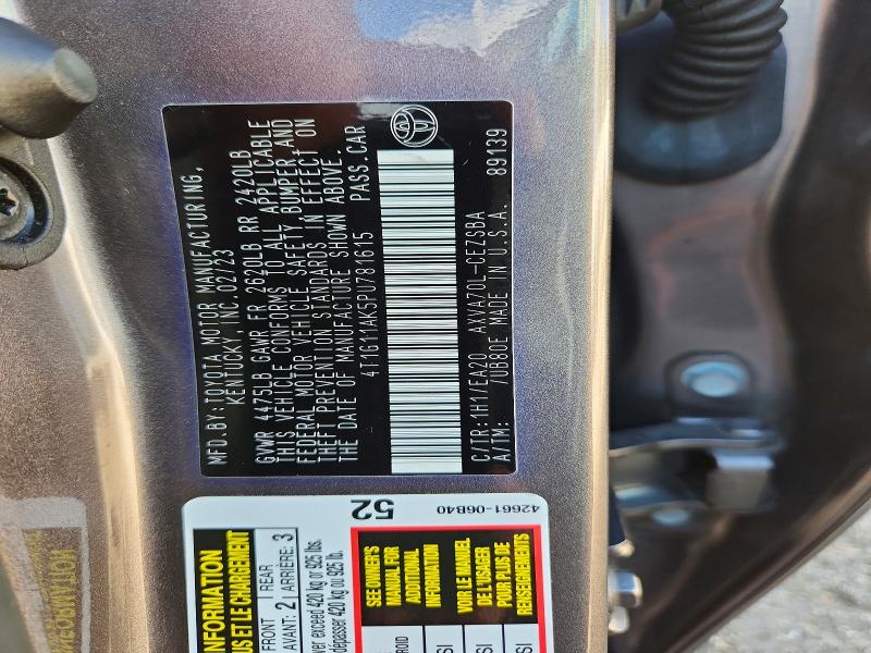 Продаж на аукціоні авто 2023 Toyota Camry, vin: 4T1G11AK5PU781615, номер лоту: 68062196