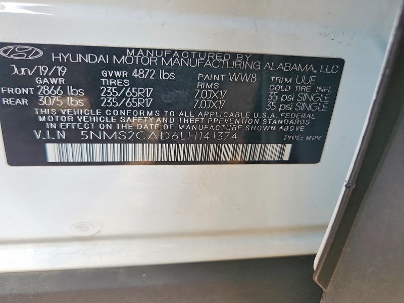 Продажа на аукционе авто 2020 Hyundai Santa Fe, vin: 5NMS2CAD6LH141374, номер лота: 68820726