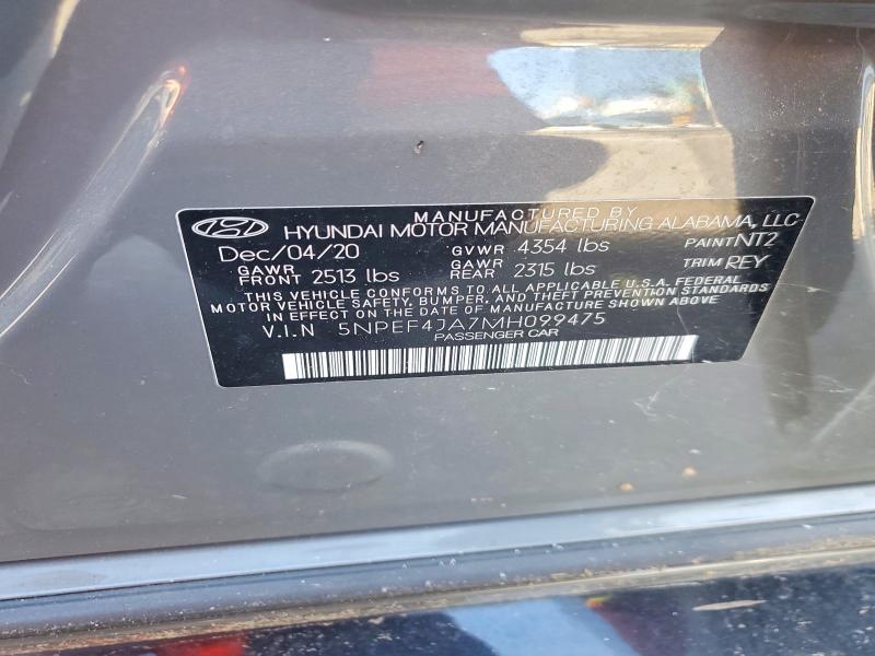 Aukcja sprzedaży 2021 Hyundai Sonata, vin: 5NPEF4JA7MH099475, numer aukcji: 70856776