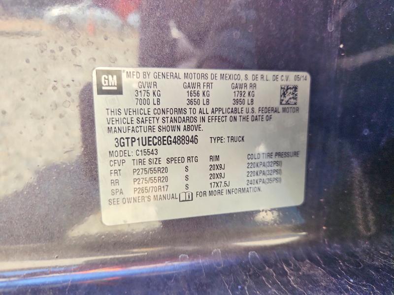 Aukcja sprzedaży 2014 Gmc Sierra, vin: 3GTP1UEC8EG488946, numer aukcji: 67930026