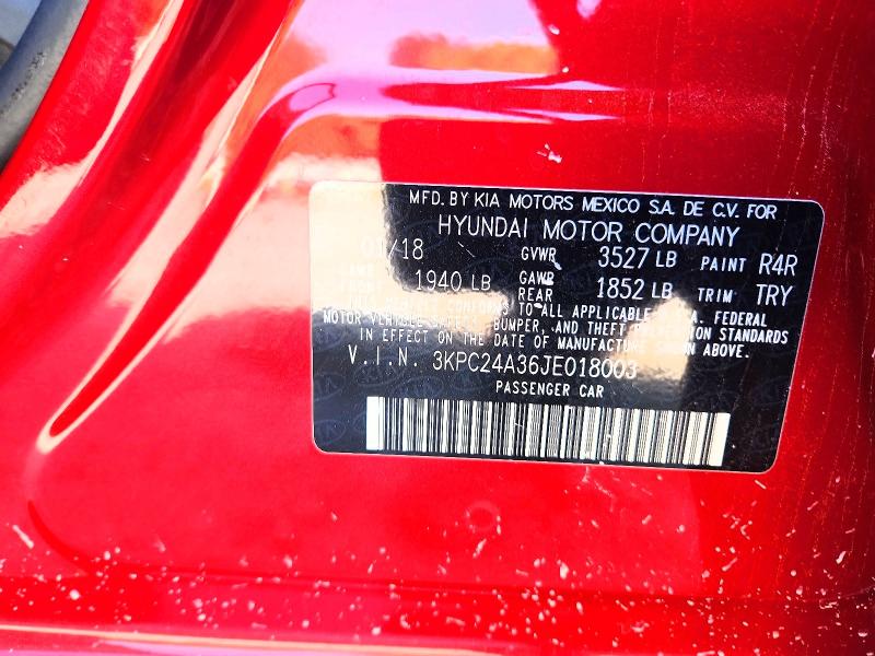 Aukcja sprzedaży 2018 Hyundai Accent, vin: 3KPC24A36JE018003, numer aukcji: 68857776