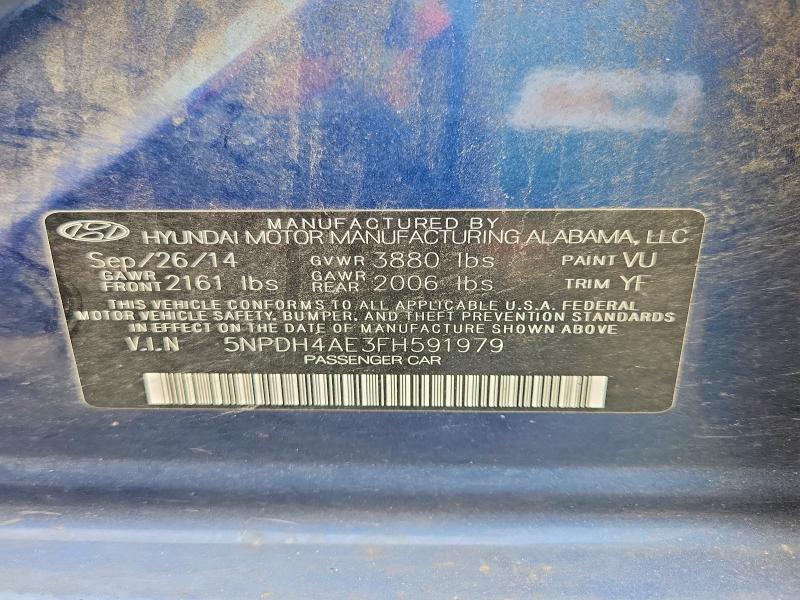 Продаж на аукціоні авто 2015 Hyundai Elantra, vin: 5NPDH4AE3FH591979, номер лоту: 67317866