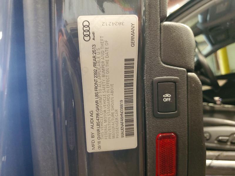 Продажа на аукционе авто 2017 Audi A4, vin: WAUENAF46HN038819, номер лота: 70607926