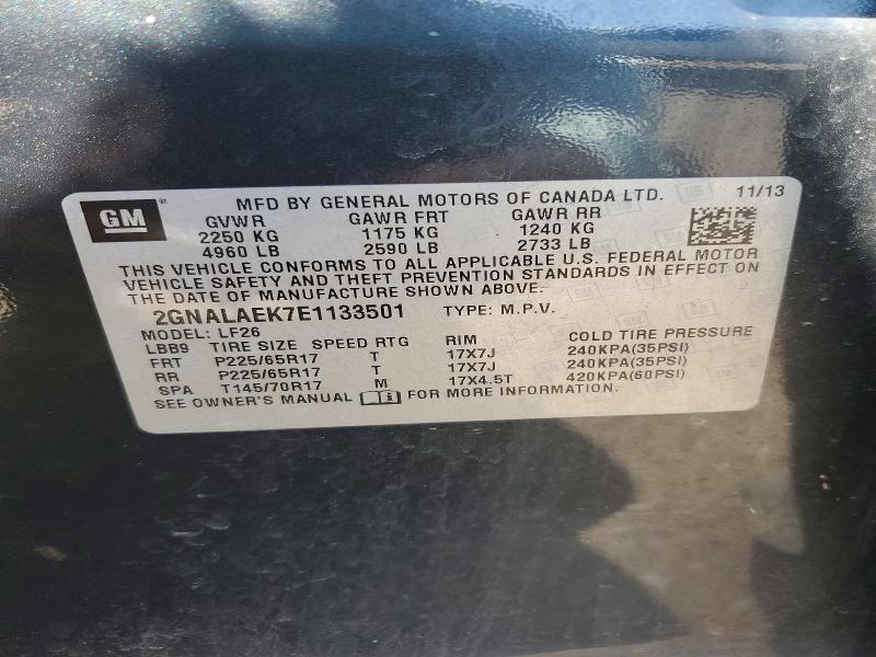 67532336 :رقم المزاد ، 2GNALAEK7E1133501 vin ، 2014 Chevrolet Equinox مزاد بيع