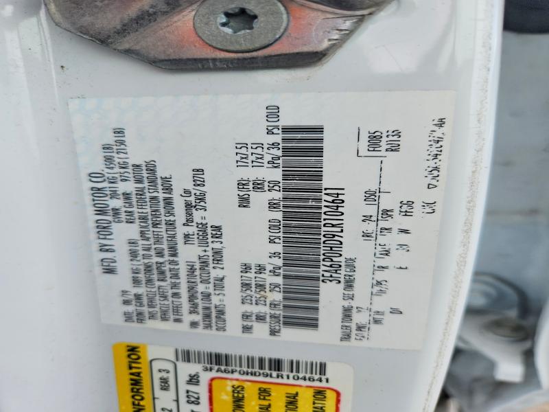 67966316 :رقم المزاد ، 3FA6P0HD9LR104641 vin ، 2020 Ford Fusion مزاد بيع