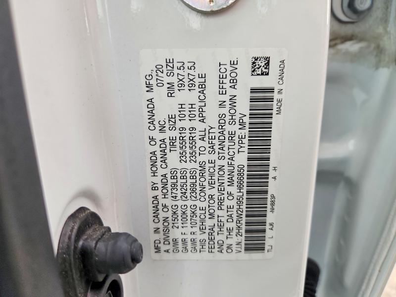 Auction sale of the 2020 Honda Cr-v, vin: 2HKRW2H95LH666850, lot number: 69675206
