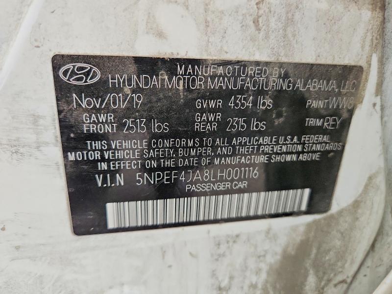 Продаж на аукціоні авто 2020 Hyundai Sonata, vin: 5NPEF4JA8LH001116, номер лоту: 67443816