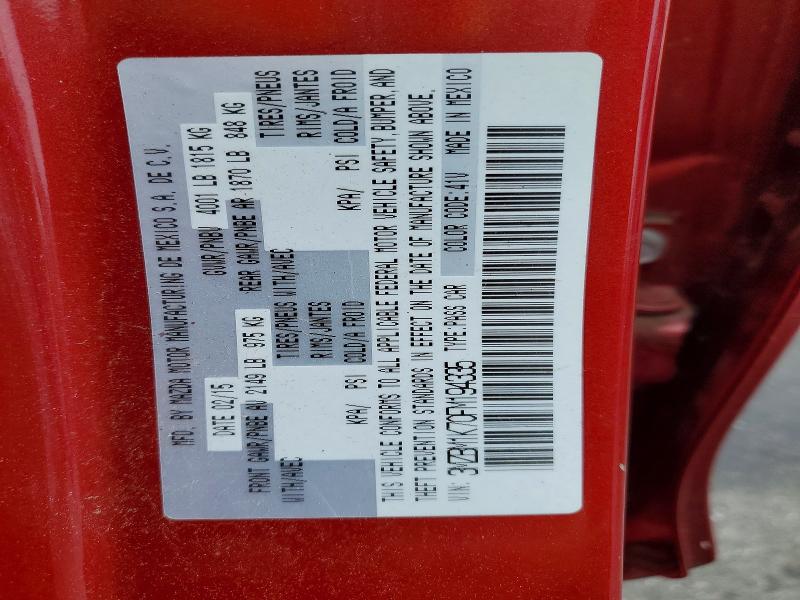 67175096 :رقم المزاد ، 3MZBM1K70FM194335 vin ، 2015 Mazda 3 مزاد بيع
