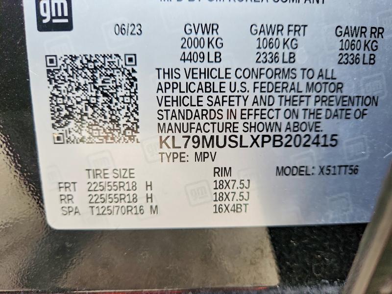 Aukcja sprzedaży 2023 Chevrolet Trailblazer, vin: KL79MUSLXPB202415, numer aukcji: 69298166