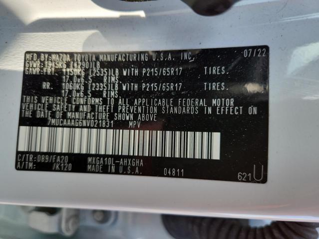 70465676 :رقم المزاد ، 7MUCAAAG6NV021831 vin ، 2022 Toyota Corolla Cross مزاد بيع