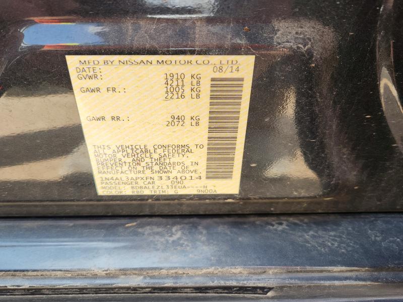 2015 Nissan Altima მანქანა იყიდება აუქციონზე, vin: 1N4AL3APXFN334014, აუქციონის ნომერი: 69215496