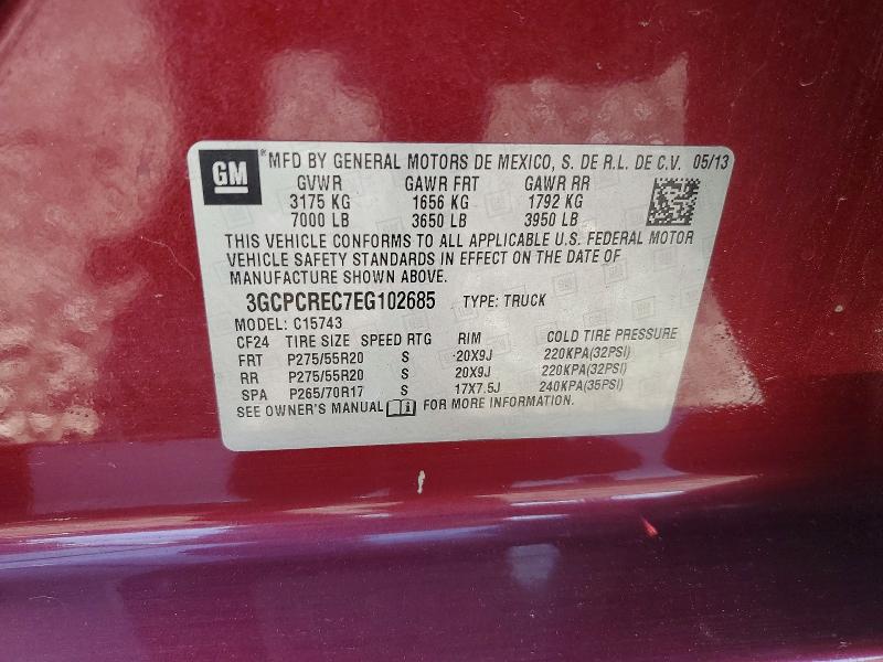 67431386 :رقم المزاد ، 3GCPCREC7EG102685 vin ، 2014 Chevrolet Silverado مزاد بيع