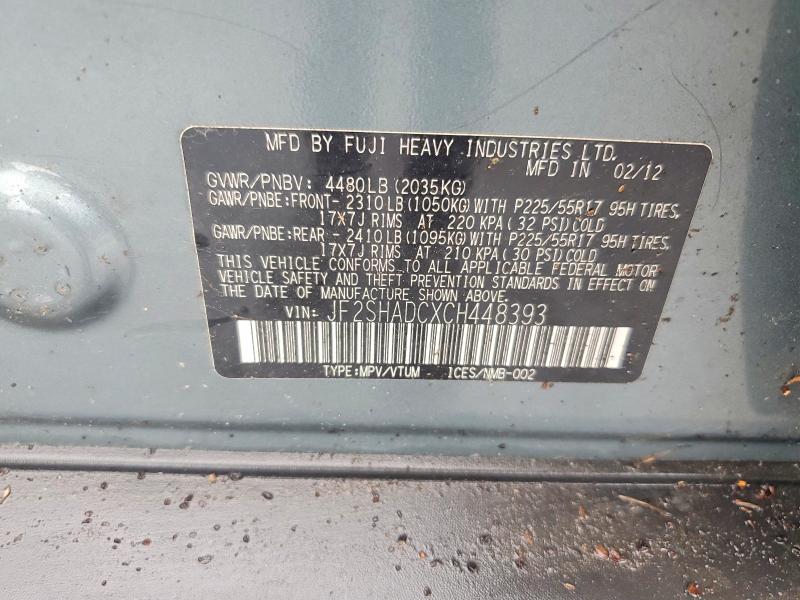 66916496 :رقم المزاد ، JF2SHADCXCH448393 vin ، 2012 Subaru Forester مزاد بيع