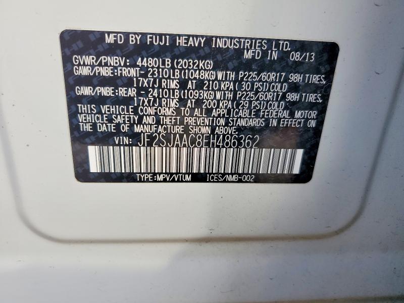 68010586 :رقم المزاد ، JF2SJAAC8EH486362 vin ، 2014 Subaru Forester مزاد بيع