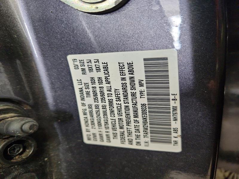 69797586 :رقم المزاد ، 7FARW2H84KE009336 vin ، 2019 Honda Cr-v مزاد بيع