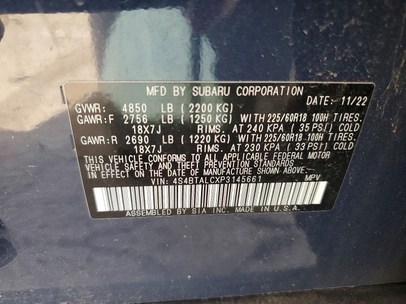 Aukcja sprzedaży 2023 Subaru Outback, vin: 4S4BTALCXP3145661, numer aukcji: 69720356