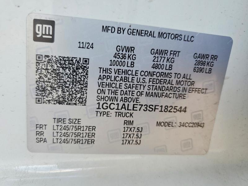 Продаж на аукціоні авто 2025 Chevrolet Silverado, vin: 1GC1ALE73SF182544, номер лоту: 68952286