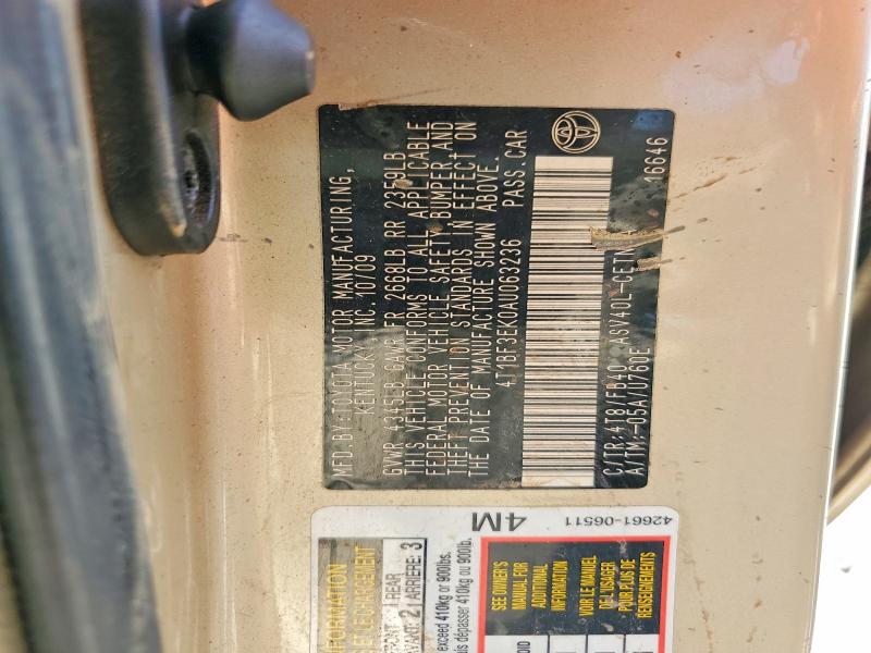 Aukcja sprzedaży 2010 Toyota Camry, vin: 4T1BF3EK0AU063236, numer aukcji: 67668656