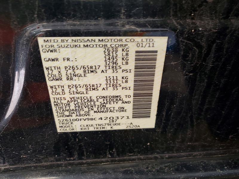 Aukcja sprzedaży 2011 Suzuki Equator, vin: 5Z61D0FV9BC420371, numer aukcji: 70172906