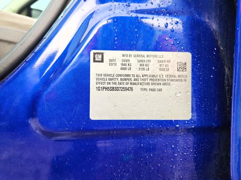 2013 Chevrolet Cruze მანქანა იყიდება აუქციონზე, vin: 1G1PH5SB3D7259476, აუქციონის ნომერი: 68160656