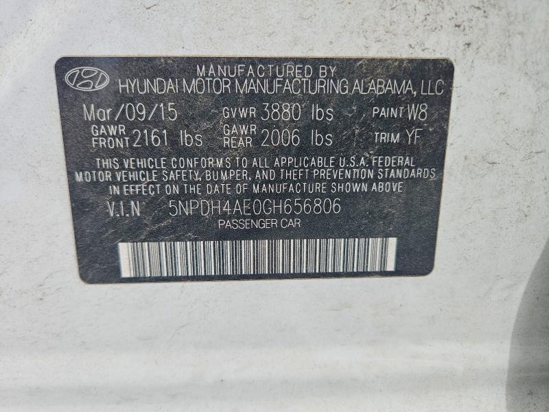 Продаж на аукціоні авто 2016 Hyundai Elantra, vin: 5NPDH4AE0GH656806, номер лоту: 67440186
