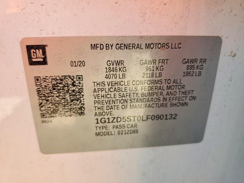 2020 Chevrolet Malibu მანქანა იყიდება აუქციონზე, vin: 1G1ZD5ST0LF090132, აუქციონის ნომერი: 67236056