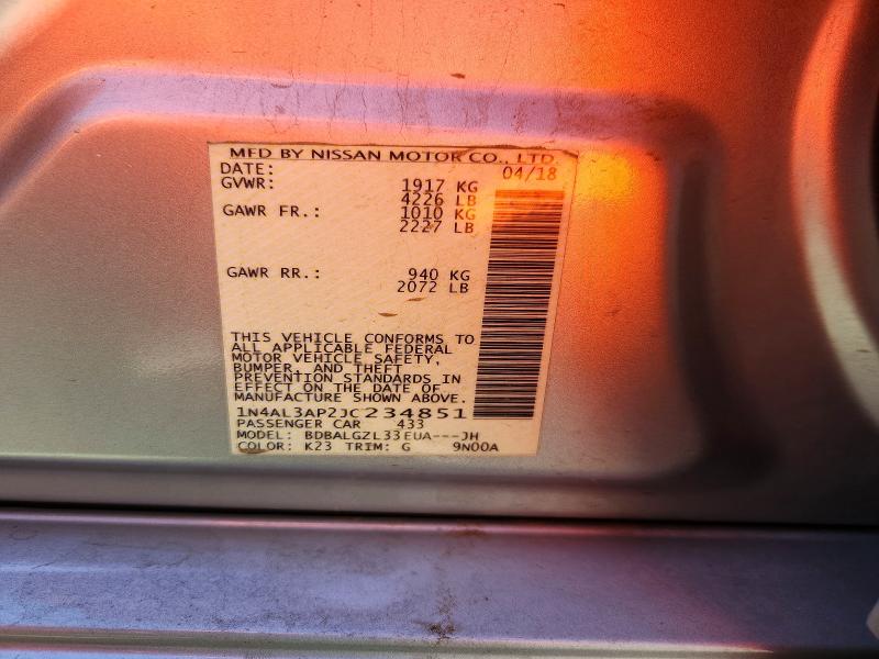 Продаж на аукціоні авто 2018 Nissan Altima, vin: 1N4AL3AP2JC234851, номер лоту: 68545106