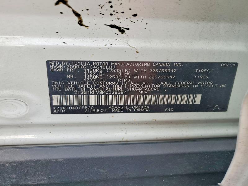 Продаж на аукціоні авто 2021 Toyota Rav4, vin: 2T3G1RFV9MC238287, номер лоту: 69211866