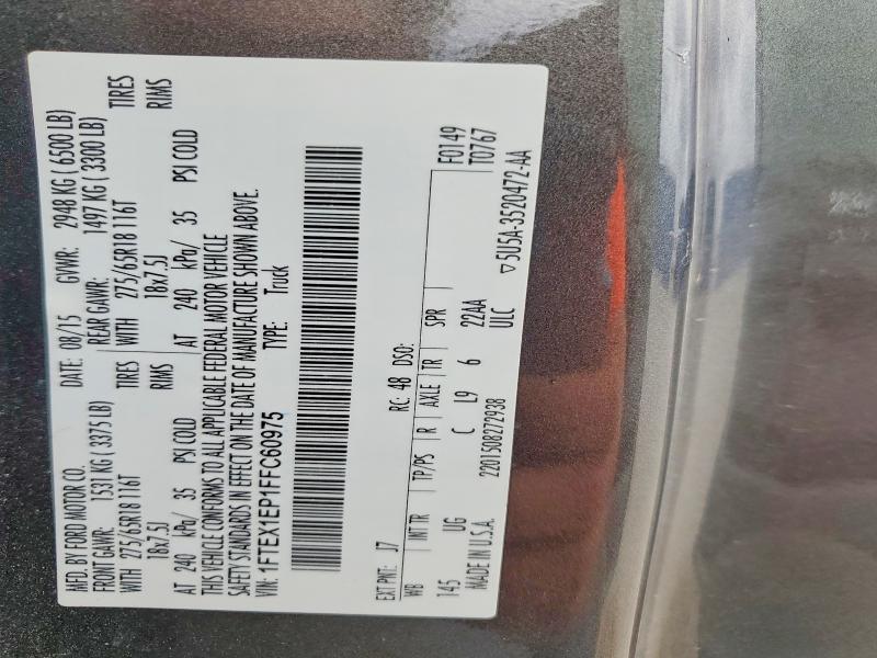 68065416 :رقم المزاد ، 1FTEX1EP1FFC60975 vin ، 2015 Ford F150 مزاد بيع