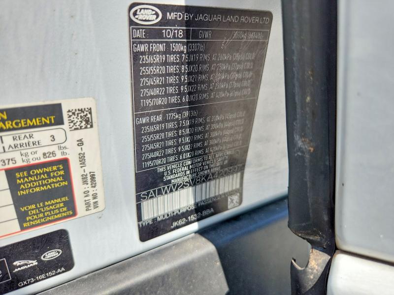 Продаж на аукціоні авто 2019 Land Rover Range Rover Sport, vin: SALWV2SV8KA420997, номер лоту: 69380116