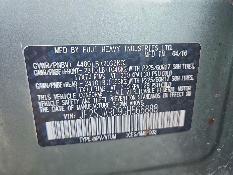 Aukcja sprzedaży 2016 Subaru Forester, vin: JF2SJARC9GH566888, numer aukcji: 68089656