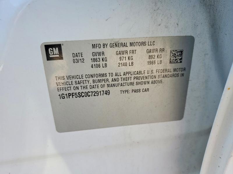 Продажа на аукционе авто 2012 Chevrolet Cruze, vin: 1G1PF5SC0C7291749, номер лота: 67994556