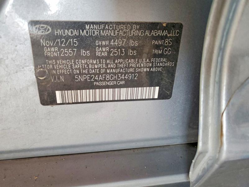 2016 Hyundai Sonata მანქანა იყიდება აუქციონზე, vin: 5NPE24AF8GH344912, აუქციონის ნომერი: 69538146