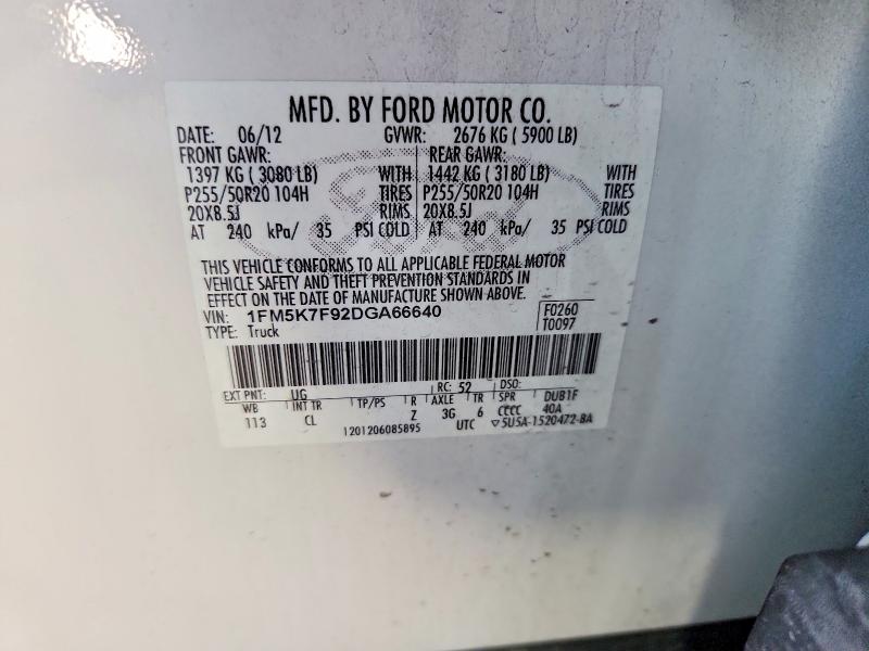 69435526 :رقم المزاد ، 1FM5K7F92DGA66640 vin ، 2013 Ford Explorer مزاد بيع