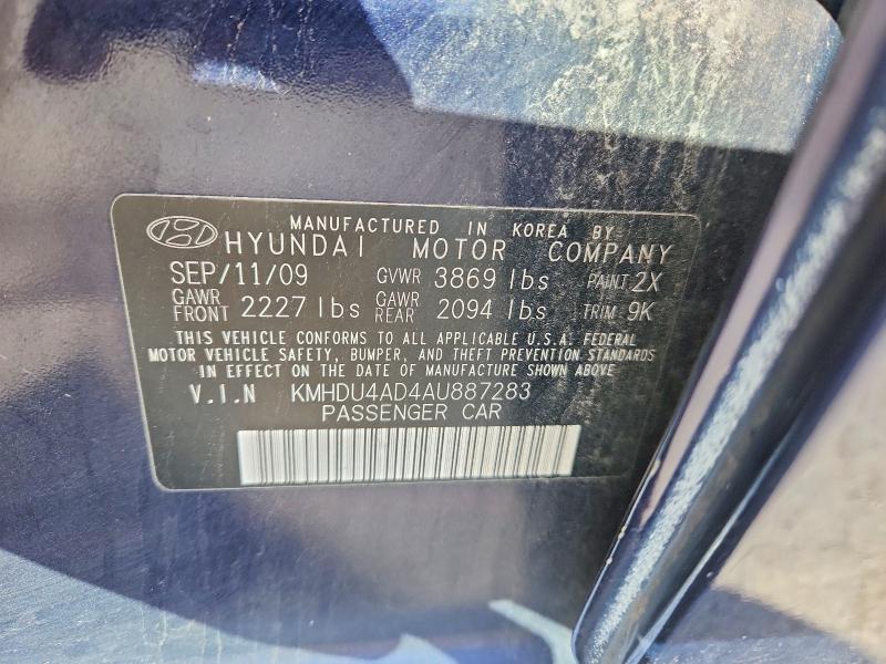 Продаж на аукціоні авто 2010 Hyundai Elantra, vin: KMHDU4AD4AU887283, номер лоту: 69974376