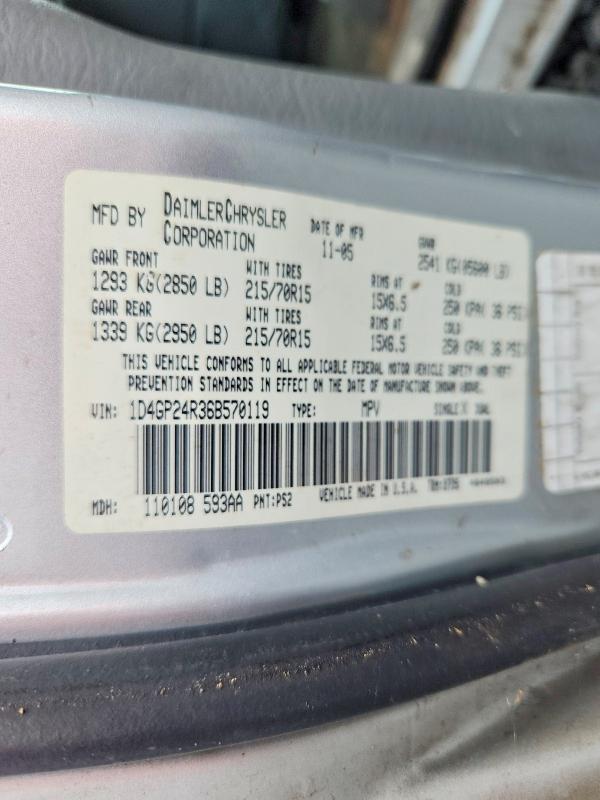 Продаж на аукціоні авто 2006 Dodge Grand Caravan, vin: 1D4GP24R36B570119, номер лоту: 67490606