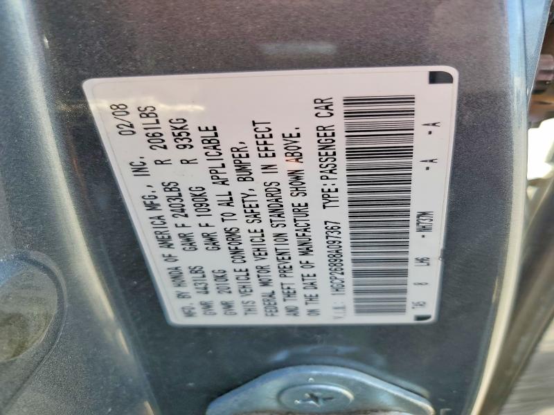 69638756 :رقم المزاد ، 1HGCP26898A097367 vin ، 2008 Honda Accord مزاد بيع