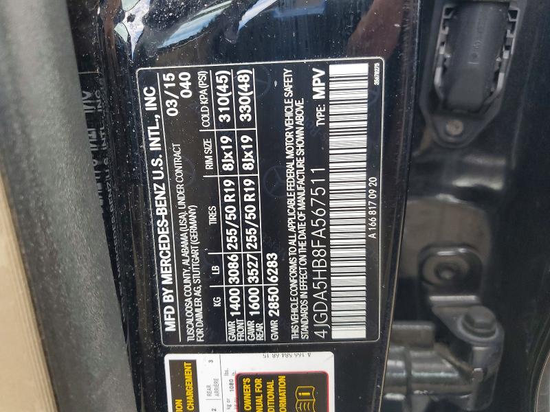 Aukcja sprzedaży 2015 Mercedes-benz Ml, vin: 4JGDA5HB8FA567511, numer aukcji: 69331646