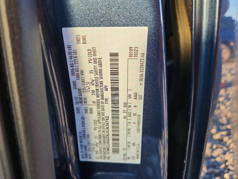 Aukcja sprzedaży 2018 Ford Escape, vin: 1FMCU0GD8JUA36762, numer aukcji: 70639556